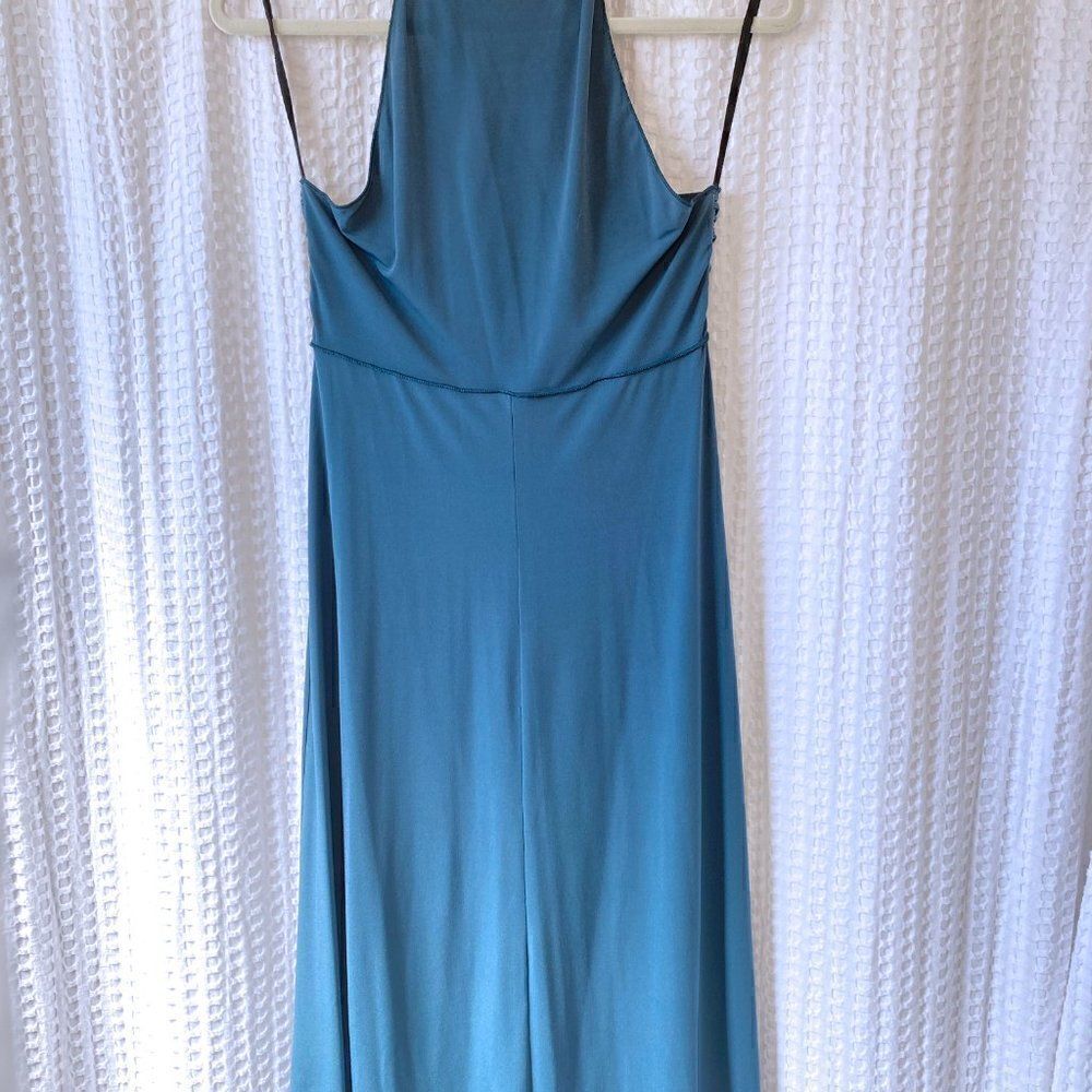 EUC Teal Knotted Front Halter Cocktail Midi Dress - Picture 9 of 14